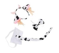 NIYANGLE 1 Set Fascia di mucca a campana vestito di mucca copricapo di mucca fascia per mucca da latte fascia per la testa della mucca fasce per animali poliestere