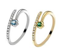 NIYANGLE 1 Set Le Coppie Aprono La Bocca Anello Di Zirconi Cubici Anelli Zirconia Squisito Anello Da Dito Delicato Anello Di Coppia Elegante Anello Aperto Anello Zircone Rame Bianca 2 Pezzi