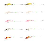 NIYANGLE 10 Pezzi Esche Artificiali Morbide Gamberetti Luminosi per Pesca in Acqua Dolciaria con Ganci Riutilizzabili in Materiale ABS per Bass e Crappie