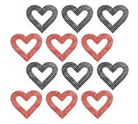NIYANGLE 12 Adesivi Fai da Te a Forma di Cuore, Decorazioni Creative per San, Toppe Adesive per Abbigliamento e Accessori, Set da 12 Pezzi Rosso e Nero, Facile Posa e Adesione Stabile