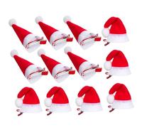NIYANGLE 12pezzi Cappello di Natale Fermagli per Capelli Forcine per Capelli Natalizi per Bambine Mini per Feste Realizzate in Peluche e Lega