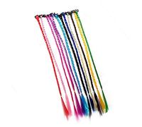 NIYANGLE 12pezzi Extension per Capelli Donna Clip Pezzi di Capelli Intrecciati Fatti Mano Trecce Colorate per Donne e Ragazze per Aggiungere e Colore Colore Casuale