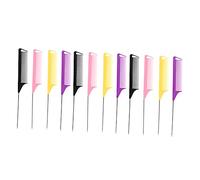 NIYANGLE 12pezzi Pettine Coda Professionale in Plastica Da Pettini Per Parrucchiere e Barbiere Manico in Acciaio Resistente Per Raccolti e Pettinature Diverse Per Uso Prolungato