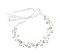 NIYANGLE 1pezzi Cerchiamo Di Generare Un Titolo Accattivante e Conforme Alle Indicazioni Fornite Elegante Con Fiore Perle e Strass Cerchietto Regolabile Per Matrimonio e Occasioni Speciali