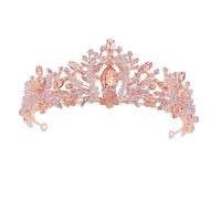 NIYANGLE 1pezzi Corona Di Cristallo Per Sposa Elegante Accessorio Per Capelli Nuziale Diamante Rosa Corona Di Tiara Per Donna Design Squisito e Nobilitato Cristalli Splendidi