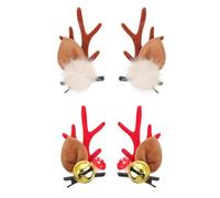 NIYANGLE 2 Paia Mollette per Chioma Corna di Renna in Flanella e Plastica, Accessorio Natalizio Skin-friendly per Festa di Natale e Costume Animale Bambina