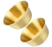 NIYANGLE 2 Pezzi Ciotola per Offerte Buddiste in Rame Oro, Rituale Vintage | Acqua e Incenso, Finitura Martellata Patina Naturale, Stabile nei Riti, Decorazione per Altare