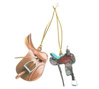 NIYANGLE 2 pezzi Decorazione Cavallo Sella in Acrilico Ornamento Western Leggero e Compatto per Specchietto Retrovisore Auto Appendiabiti per Casa Ufficio e Auto