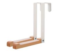 NIYANGLE 2 Pezzi Gancio Pieghevole da Porta per Giacche e Accappatoi Bianco | Struttura Stabile in Ferro e Legno, Chiusura Magnetica, Portatile, per Bagni e Porte di Casa