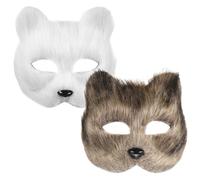 NIYANGLE 2 Pezzi Maschera da Volpe in Pelliccia Sintetica Leggera Fori per Occhi e Naso, per Feste a Tema e Spettacoli Teatrali, Stile Chic per Giovani Uomini e Donne