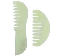 NIYANGLE 2 Pezzi Pettine in Jade Verde per Massaggio Chioma Funzione di Massaggio Profondo e Sollievo dal Mal di Testa del Cuoio Capelluto