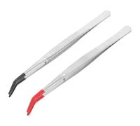 NIYANGLE 2 Pezzi Pinzette in Acciaio Inossidabile per Collezionismo Francobolli e Applicazione Ciglia Finte con Punte Curve Strumenti Leggeri e Non Magnetici per Precisione e Praticità