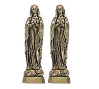 NIYANGLE 2 Pezzi Statuetta della Madonna in Ottone da 2,4 Pollici - Mini Statua Cattolica da Tavolo Incisione Artigianale - Decorazione Religiosa per Casa e Scrivania, Regalo Devozionale