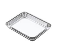 NIYANGLE 2 Pezzi Teglie Quadrate in Acciaio Inossidabile e Vassoi Profondi Multiuso per Cucina Barbecue e Stoviglie Piatto Antiaderente e Resistente per Casa e Ristorante