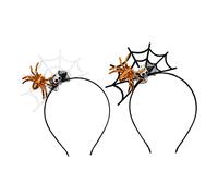 NIYANGLE 2pezzi Fascia per Capelli Forma di Ragno per Halloween Fascia per Capelli Forma di Teschio per Giorno dei Morti Accessorio per Feste