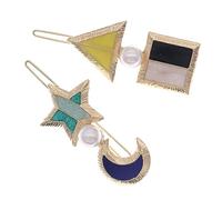 NIYANGLE 2pezzi Fermaglio Capelli Stella e Geometrico Per Donne Adolescenti Decorazione Perle Di Plastica Accessorio Per Acconciature Quotidiane e Speciali