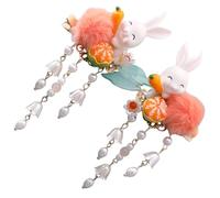 NIYANGLE 2pezzi Fermaglio Per Di Coniglietto Con Nappa Pendente Accessori Per Cinesi Per Donne e Bambine Facile Indossare