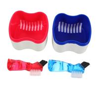 NIYANGLE 2pezzi Portaprotesi Con Strainer Contenitori Per Orale Da Viaggio e Casa Per Dentiera e Retainer Facili Da Usare e Portatili