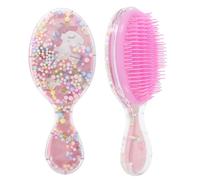 NIYANGLE 2pezzi Spazzola per Capelli da Bambina Pettine per Capelli da Bambina Unicorno Trasparente Glitter Design Ovale Cuscinetto Rosa Bagnati e Districanti Impugnatura Ergonomica