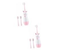 NIYANGLE 2sets Spazzolino Per Cartoon Sostituibile Rosa Design Accattivante Antiscivolo Per Infantile