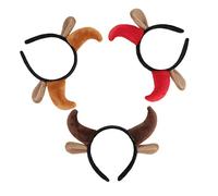 NIYANGLE 3 Pezzi fascia di corno copricapo di corno da festa Fiesta fascia in corno di mucca fascia di bue fascia di corna fascia pelosa cosplay della fascia del corno Peluche