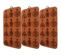 NIYANGLE 3 Pezzi Stampo Flessibile e Multiuso a Forma di Bottiglia di Vino Marrone in Silicone per Halloween per Dolciumi Fai da Te e Decorazioni di Cioccolato a Casa