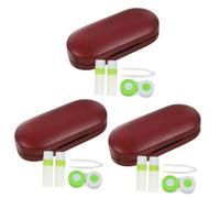 NIYANGLE 3 Set custodia per gli Astuccio contenitore per lenti custodia per portatile per Casi per marsupio vello fine rosso