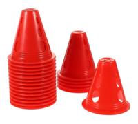 NIYANGLE 30 Mini Coni Marcatori per Pattinaggio in Plastica Rossa Fori Antivento, Coni da Allenamento per Esercizi di Agilità e Ostacoli Sportivi, Set 30 Pezzi per attività su Pista e