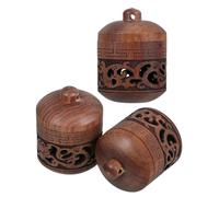 NIYANGLE 3pezzi Ciondolo Legno Forma Di Lanterna Per Diffusore Aromatico Decorazione Da Auto e Collana Fai Da Te Con Bottiglia Ricaricabile Per Oli Essenziali