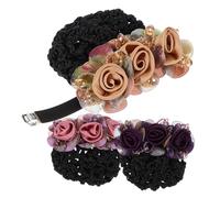 NIYANGLE 3pezzi Flower Hair Bun Covers Per Chignon Decorativa Tessuto Fiori Per Donne e Ragazze Accessori Pratici Per Formali e Informali