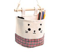 NIYANGLE 4 Pezzi Borsa da Appendere al Muro e Lino Multistrato Tasca, Organizer da Porta per Camera da Letto e Cucina, Sacchetti Portaoggetti Appendibili Bastone in Legno Colore Casuale