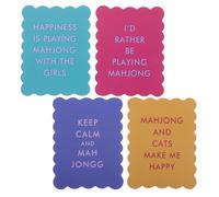 NIYANGLE 4 Pezzi Carte Mescolatrici Mahjong in Pvc, Bordo Ondulato, con 4 Frasi Divertenti, Accessorio Portatile per Mescolare Tessere, per Giochi in Famiglia e Serate Mahjong