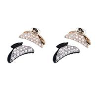 NIYANGLE 4 Pezzi Clip per Chioma Donna Pietre Luccicanti e Perline, Pinza in Plastica Antiscivolo Elegante e Resistente per Tenere i Chioma Indietro, la Routine Mattutina di Bellezza