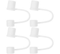 NIYANGLE 4 Pezzi Coperture per Cannucce in Silicone, Tappi Antipolvere per Cannucce da 10mm, Protezioni per Estremità di Paglia Bianche, Accessori per Bevande e Decorazioni, per Uso