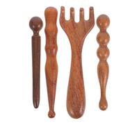 NIYANGLE 4 pezzi Massaggio tradizionale thailandese per riflessologia plantare, massaggiatore per mani e piedi, bastoncino di legno per massaggio viso e corpo, massaggiatore per la vita, marrone