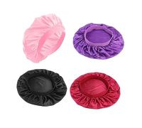 NIYANGLE 4 Pezzi tappo chemio cappelli a cuffia elastico Silky tappi per la caduta dei cappello da notte di seta berretto turbante da donna Cappelli carini per i pazienti chemio