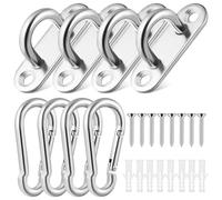 NIYANGLE 4 Set Gancio a Soffitto per Amaca Yoga, Metallo, Carico Robusto | Accessori per Amaca e Sedia Sospesa, Uso in Palestra O'aperto, Colore Argento