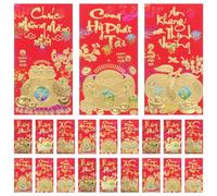 NIYANGLE 48 Pezzi Buste Rosse Capodanno Anno del Cavallo Vietnamite Pacchetti Carta Fortunati per Soldi e Regali Completo per Festival Lunare e Festa di Stagione