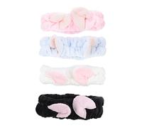 NIYANGLE 4pezzi Fasce Per Capelli Orecchie Da Gatto Elastici Per Capelli Da Lavare Da Trucco Da Spa Per Tenere La Frangia Lontano Dal Viso Assorbire Sudore Mantenere La Fronte Asciutta