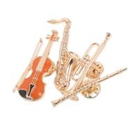 NIYANGLE 4pezzi Spilla Musicale Retrodorato Per Chitarra Sassofono e Flauto Accessorio Versatile Per Amanti Della e Collezionisti