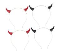 NIYANGLE 4Pezzi Unique Halloween Devil Headbands For Birthday Party Festive Hair Accessories For Halloween Cosplay And Decorations