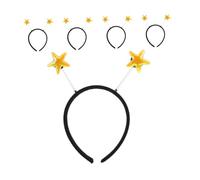NIYANGLE 5 Pezzi Cerchietti Antenna Stelle Gialle Glitterate Accessori Costume Marziano Regolabili per Feste Halloween Natale Capodanno Adulti
