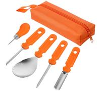 NIYANGLE 5 Pezzi Set di Attrezzi per Intaglio Zucca in Acciaio Inox e Pp, Coltelli per Scolpire Zucche di Halloween, per Intagliare Jack-o-lantern