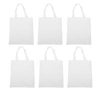 NIYANGLE 6 Pezzi Borsa Tote in Tela Bianca 35x30cm Riutilizzabile per Donna con Ampio Spazio, per Spiaggia e Viaggio, Personalizzabile per Pittura e Sublimazione
