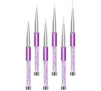 NIYANGLE 6 Pezzi Penna per Nail Art Due Teste in Nylon e Lega di Alluminio per Disegnare Linee e Punteggiatura in Gel Nail Art e Disegni Fini Manicure