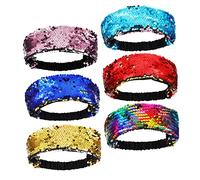 NIYANGLE 6pezzi Fasce Per Glitterate Cerchietti Elasticizzati e Reversibili Per e Ragazze Accessori Brillanti Per e Comfort e