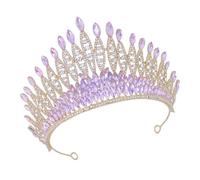NIYANGLE Accessorio Per Con Di Strass Parola Ballo Studentesco Diadema Per La Sposa Diademi Tiara Nuziale Essere Rosa Scintilla Mer Viola,porpora Lega Di Zinco
