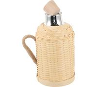 NIYANGLE Bollitore Termico Manico in Vetro e Rivestimento in Bambù Intrecciato 13 L Bottiglia D’Acqua Retrò per Casa e Ufficio Mantenimento del Calore Stile Naturale e Decorativo