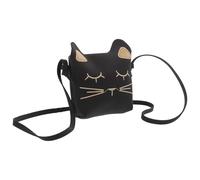 NIYANGLE Borsa a Tracolla per Bambina con Motivo a Gatto, Mini Portafoglio Leggero e Pratico, Borsa a Tracolla per Ragazze Adatta a Scuola e Attività All'aperto, Colore Nero