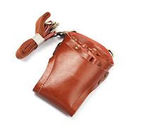 NIYANGLE Borsa Forbici Marrone con Cintura Organizer Multifunzione per Parrucchieri e Barbieri Resistente e Compatta per Strumenti Salone